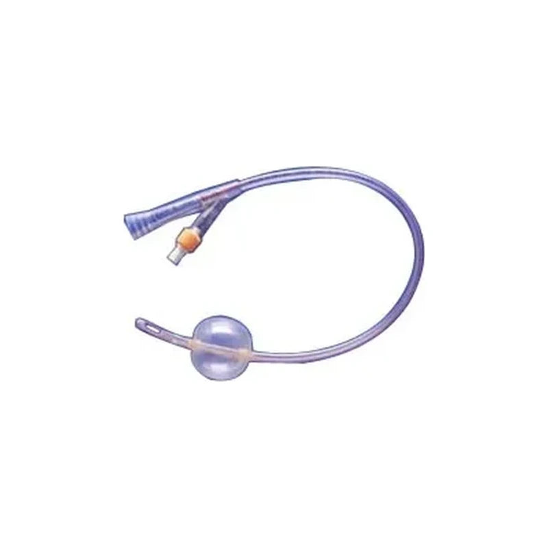 Medical Foley catheter with silicone balloon for urinary drainage, isolated on white background