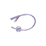Medical Foley catheter with silicone balloon for urinary drainage, isolated on white background