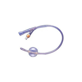 Medical Foley catheter with silicone balloon for urinary drainage, isolated on white background