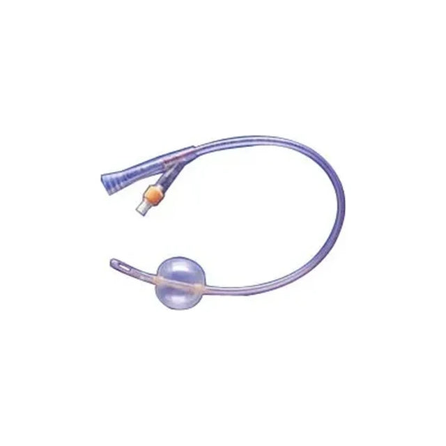 Medical Foley catheter with silicone balloon for urinary drainage, isolated on white background