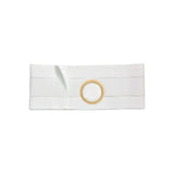 White ostomy belt with beige circular opening for medical support