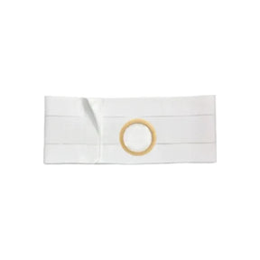 White ostomy belt with beige circular opening for medical support