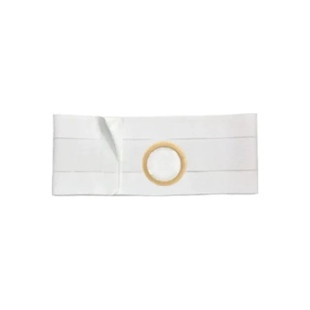 White ostomy belt with beige circular opening for medical support