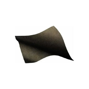 Flexible black medical wound dressing sheet against a white background
