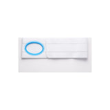 White ostomy belt with blue ring support, medical accessory on white background.