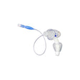 Adult tracheostomy tube with cuff and connector, medical supply on white background