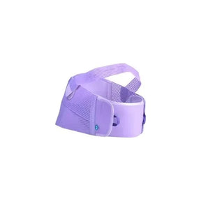 Purple abdominal support belt for medical or post-surgery use on white background