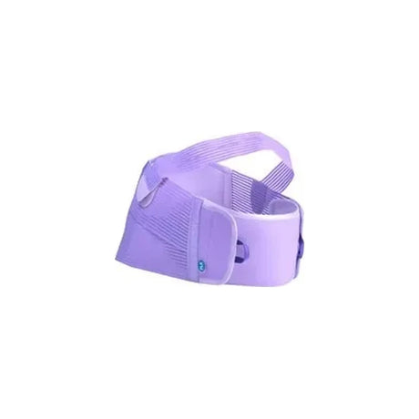 Purple abdominal support belt for medical or post-surgery use on white background