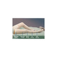 Person wearing graduated compression stockings, pressure levels marked on leg