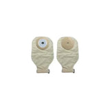 Beige ostomy pouches with adhesive barrier, medical supplies for stoma care