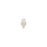 Beige ostomy pouch with adhesive barrier for medical stoma care on white background