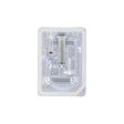 Sterile medical supply tray with syringe and tubing for home healthcare use