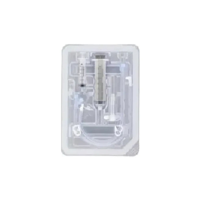Sterile medical supply tray with syringe and tubing for home healthcare use