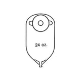 24 oz medical ostomy pouch with flange connection, black and white diagram