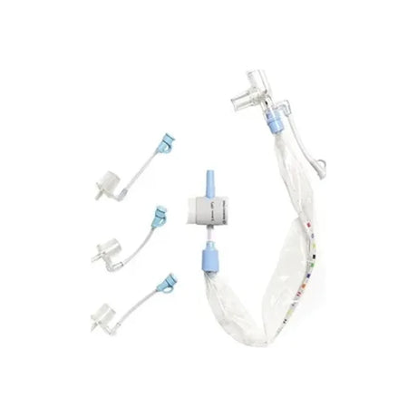 Closed suction catheter system with blue and clear connectors for respiratory care