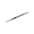 Insulin syringe with needle cap, graduated for precise medication dosing, on white background