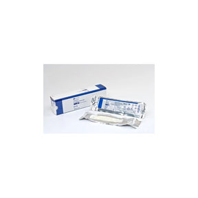 Sterile medical dressing in sealed packaging with box on white background