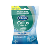 Dr. Scholl's Callus Cushions package with Duragel technology for pain relief