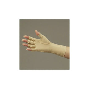 Beige open-finger compression glove for hand and wrist support