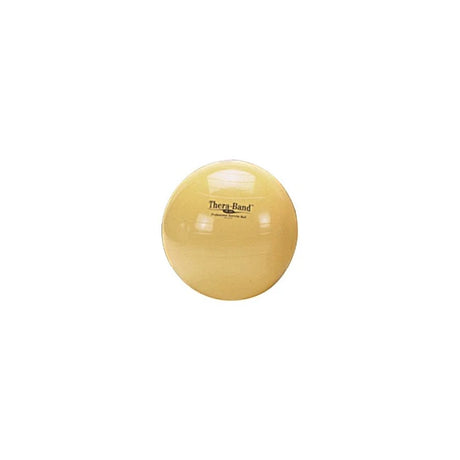 Yellow Thera-Band exercise therapy ball on white background