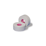 Two rolls of white medical adhesive tape with pink inner cores on a white background.