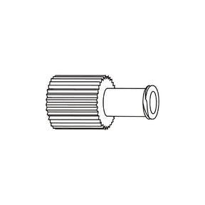 Medical IV tubing end cap connector, ribbed cylindrical design, line art on white background