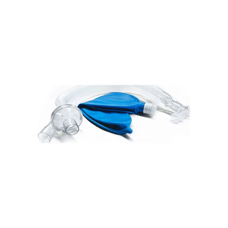 Medical breathing circuit with blue reservoir bag and clear tubing for respiratory support