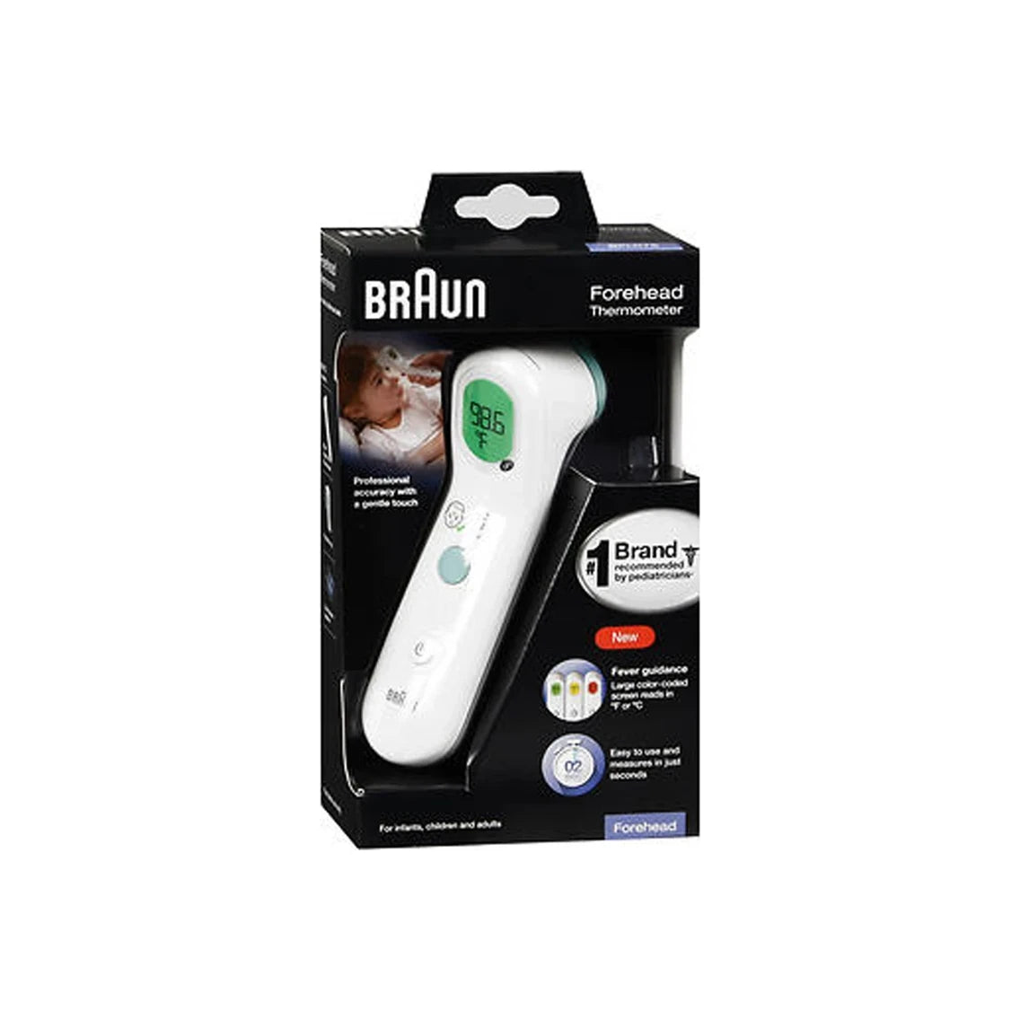 Braun forehead thermometer for infants, children and adults in retail packaging