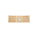 Beige medical support belt with central circular opening for ostomy or hernia care