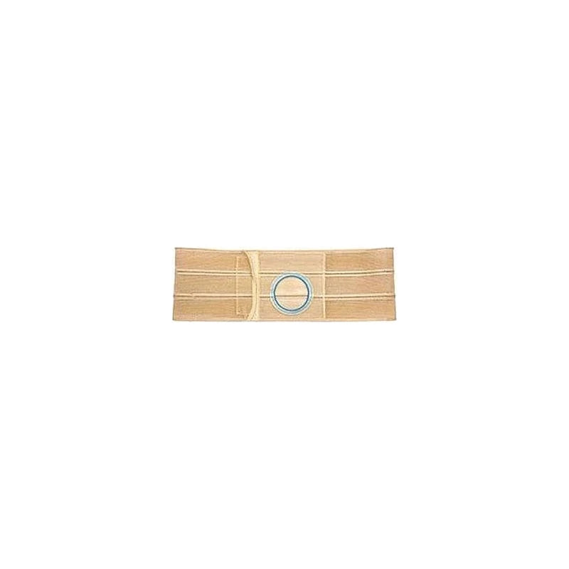 Beige medical support belt with circular opening, ostomy hernia support garment
