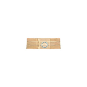 Beige medical support belt with circular opening, ostomy hernia support garment