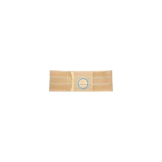 Beige medical support belt with circular opening, ostomy hernia support garment