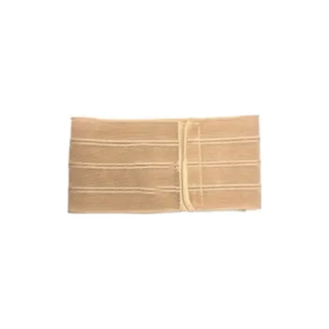 Beige medical abdominal binder with adjustable straps for support and compression