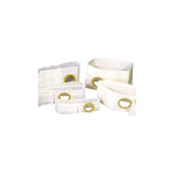 Assorted ostomy belts with round openings for medical stoma support, white background