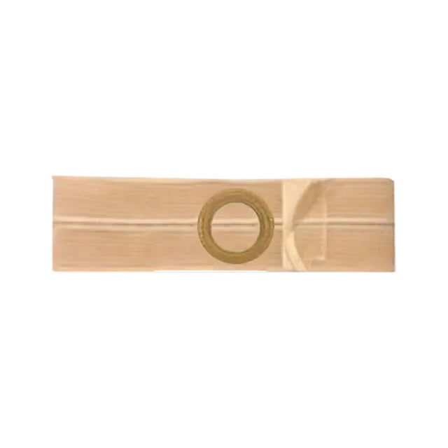 Beige ostomy hernia support belt with circular opening for medical use