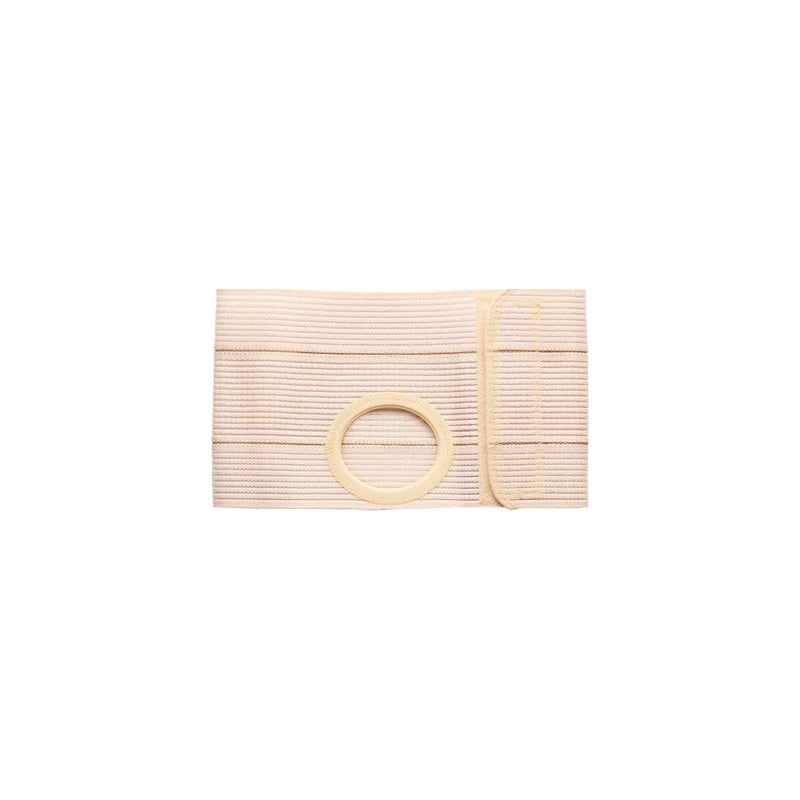 Beige ostomy support belt with round stoma opening for medical use