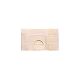 Beige ostomy support belt with round stoma opening for medical use