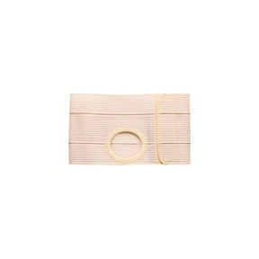 Beige ostomy support belt with round stoma opening for medical use