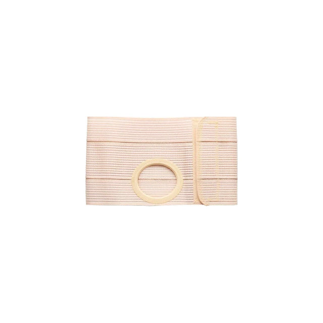 Beige ostomy support belt with round stoma opening for medical use
