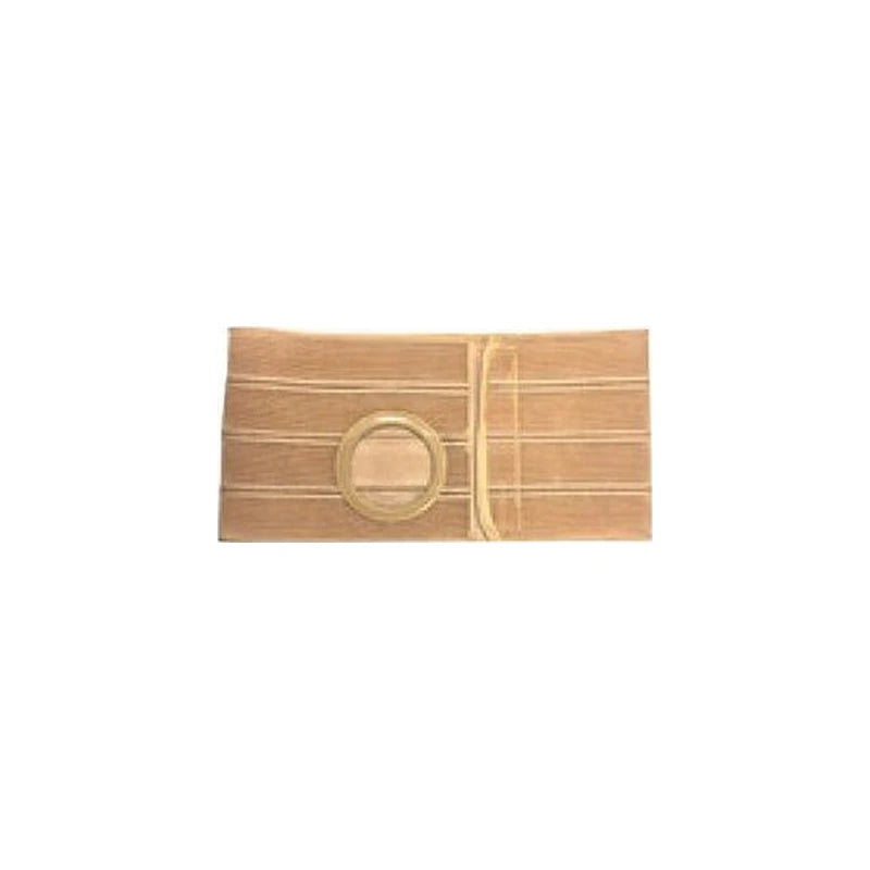 Beige ostomy support belt with round opening for medical use