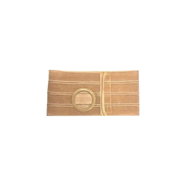 Beige ostomy support belt with round opening for medical use