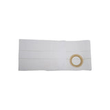 White ostomy belt with beige stoma ring for medical support and comfort