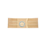 Beige medical support belt with circular center opening for ostomy or hernia care