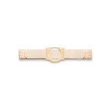 Adjustable beige ostomy hernia support belt with circular opening, medical supply