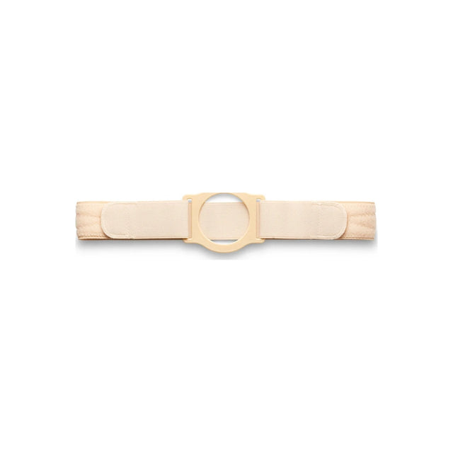 Beige medical support belt with central circular opening for ostomy care