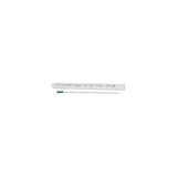 Sterile intermittent catheter with green connector and packaging on white background