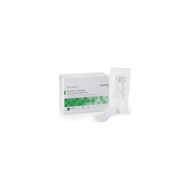 Box of premium catheter securement devices with single packaged medical supply