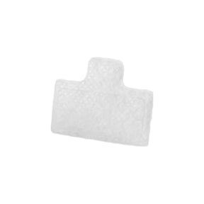 Rectangular white foam medical pad for wound protection on a plain background