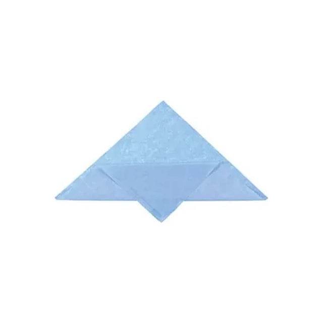 Sterile blue medical drape with triangular fold on white background