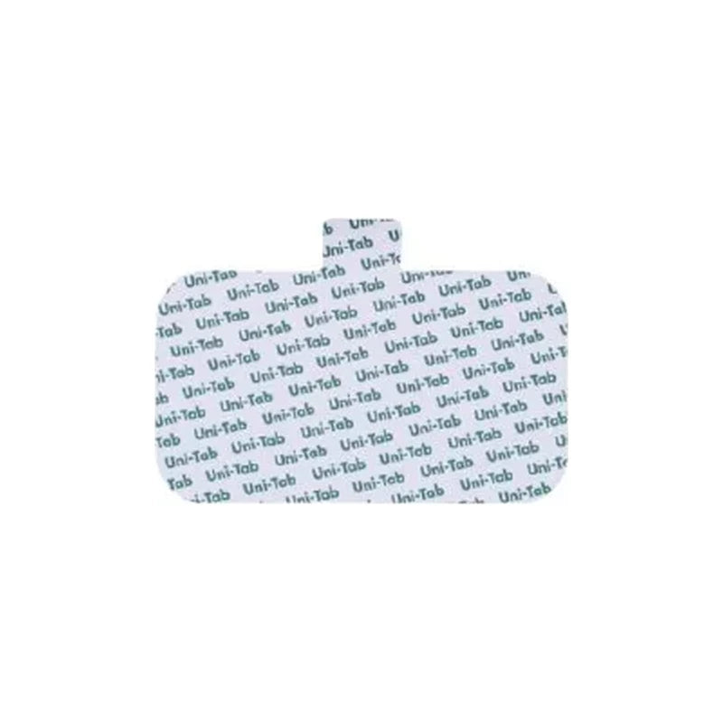 Rectangular medical adhesive electrode pad with Uni-Tab print for ECG monitoring